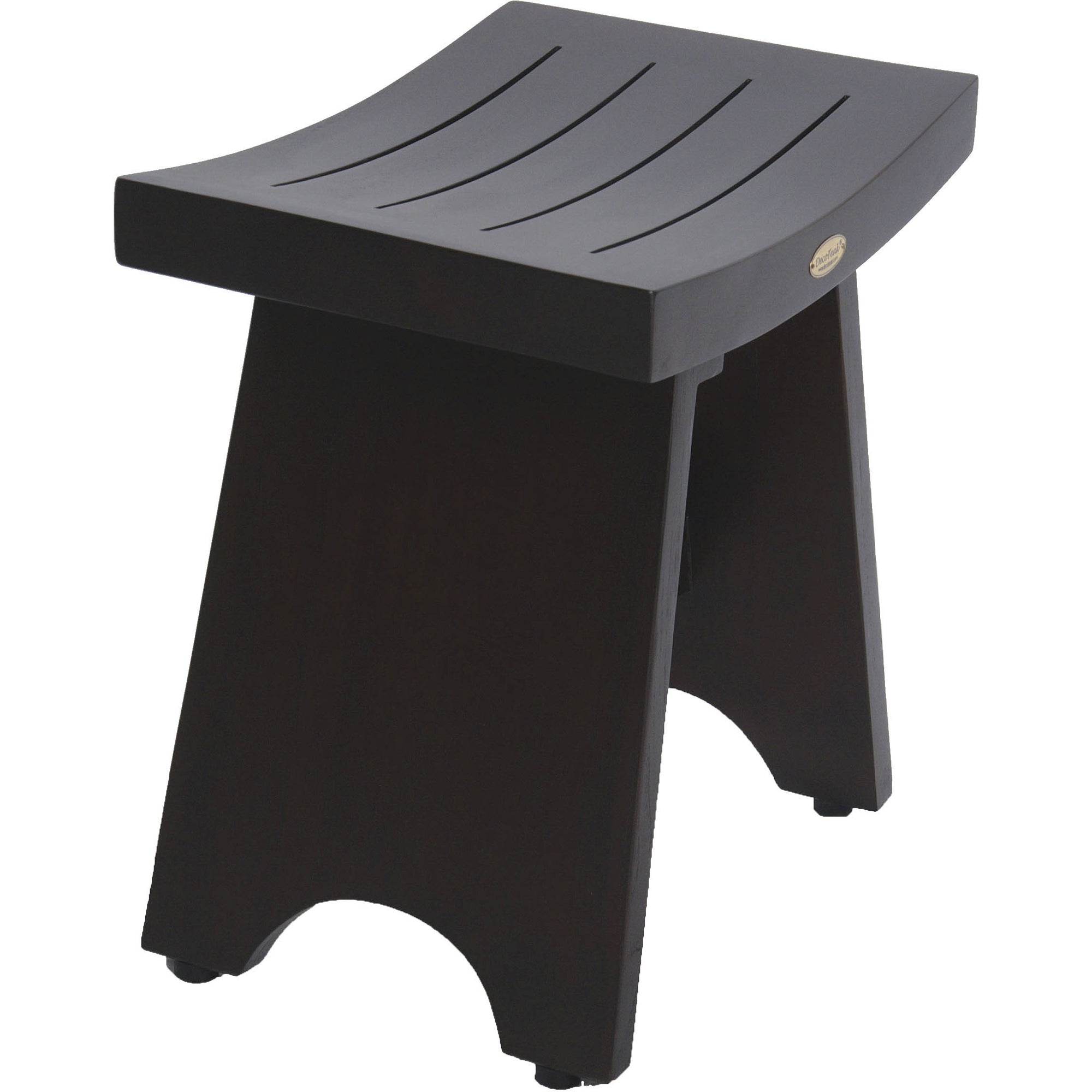 Compact Rectangular Teak Shower / Outdoor Bench with Shelf in Brown Finish