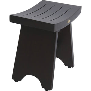 Compact Rectangular Teak Shower / Outdoor Bench with Shelf in Brown Finish