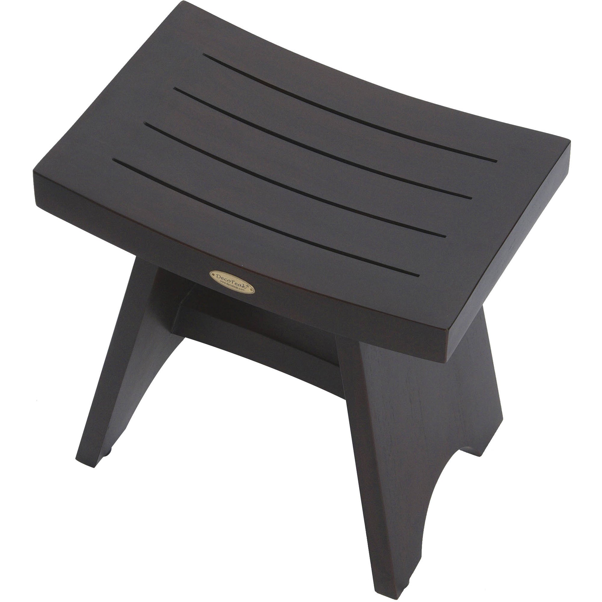 Compact Rectangular Teak Shower / Outdoor Bench with Shelf in Brown Finish