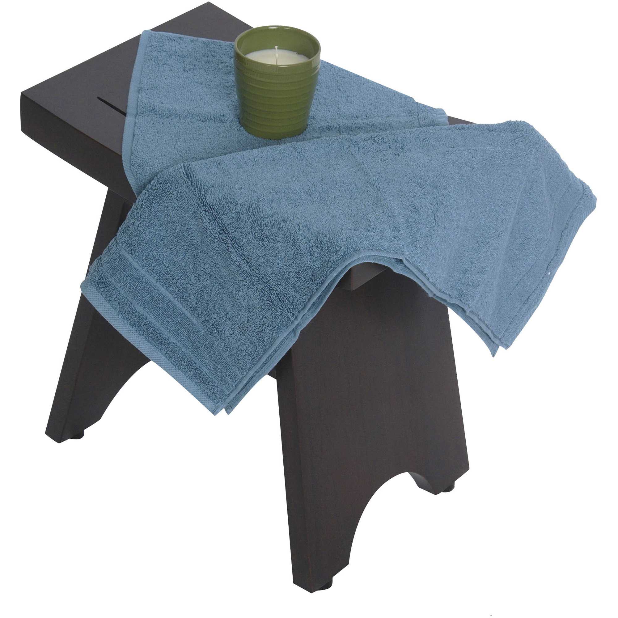 Compact Rectangular Teak Shower / Outdoor Bench with Shelf in Brown Finish