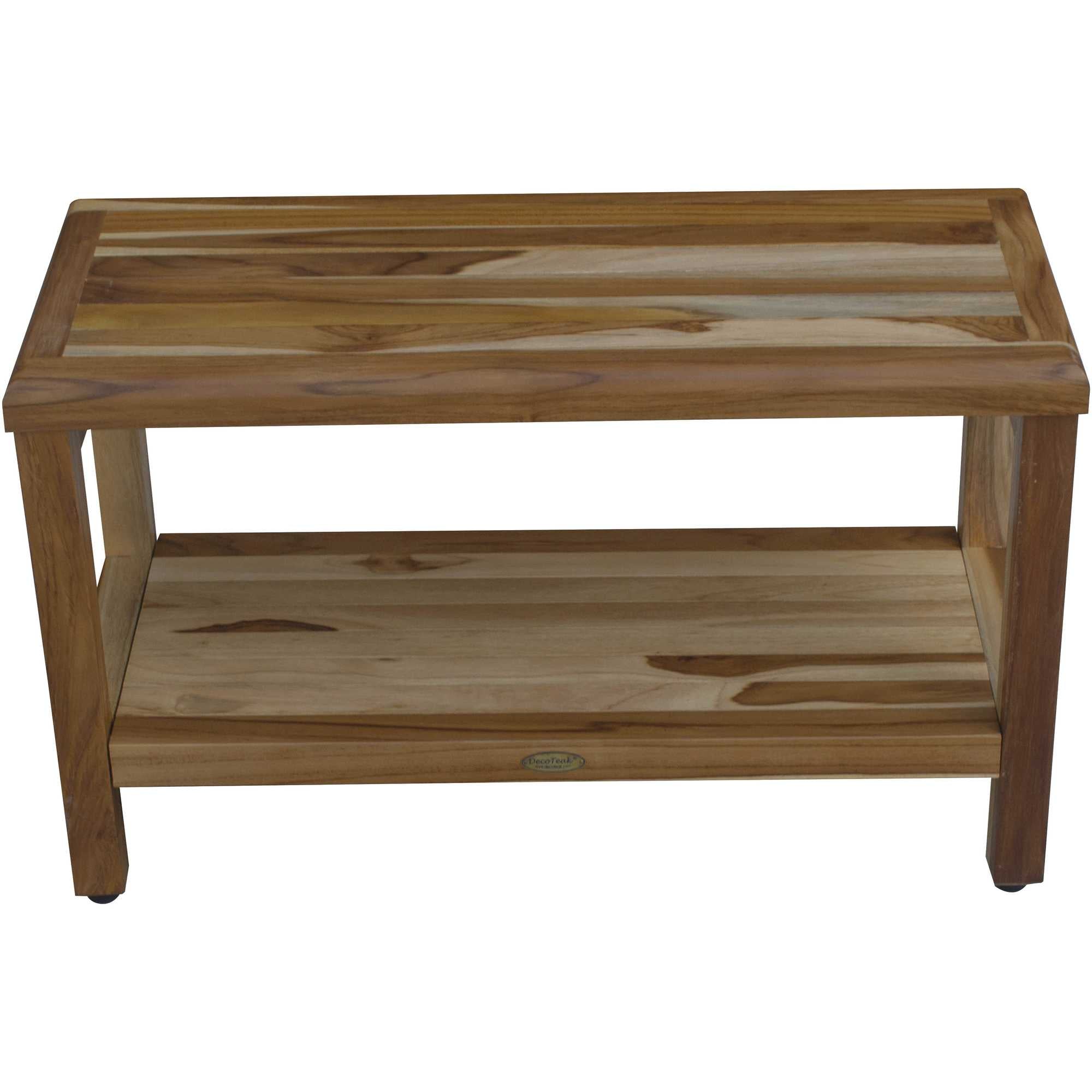 Compact Rectangular Teak Shower / Outdoor with Shelf in Natural Finish