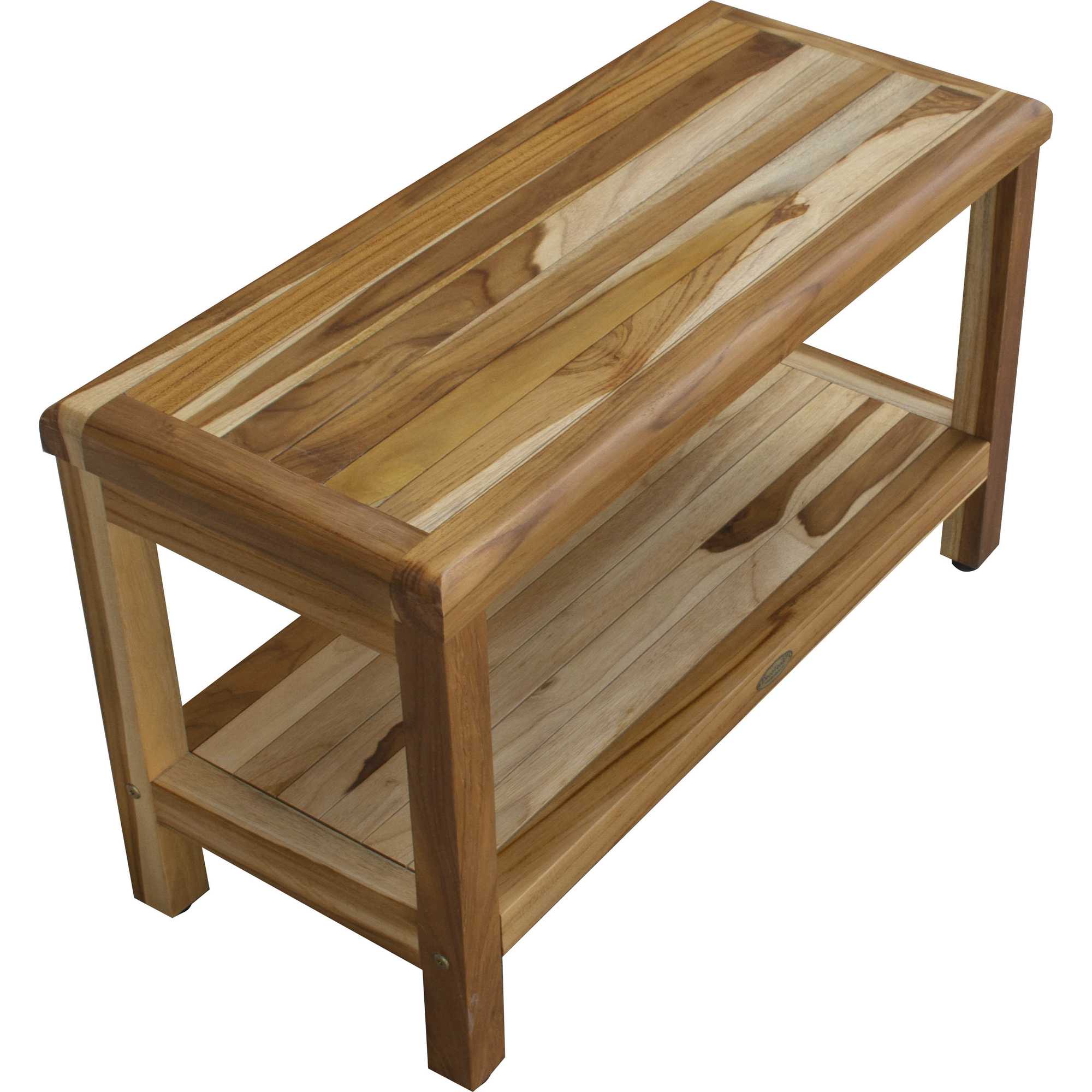 Compact Rectangular Teak Shower / Outdoor with Shelf in Natural Finish