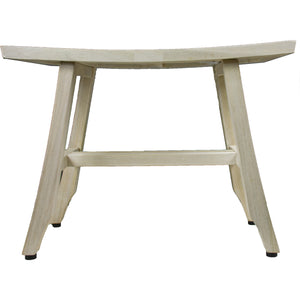 Compact Curviliniear Teak Shower / Outdoor Bench in Driftwood Finish