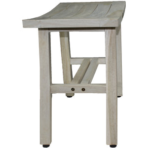 Compact Curviliniear Teak Shower / Outdoor Bench in Driftwood Finish