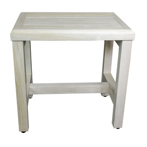 Compact Rectangular Teak Shower / Outdoor Bench in Driftwood Finish