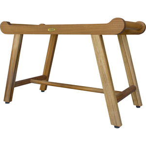 Compact Curviliniear Teak Shower / Outdoor Bench with Liftaide Arms in Natural Finish