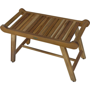Compact Curviliniear Teak Shower / Outdoor Bench with Liftaide Arms in Natural Finish