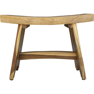 Compact Curvilinear Teak Shower / Outdoor Bench in Natural Finish