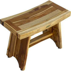 Compact Curvilinear Teak Shower / Outdoor Bench in Natural Finish