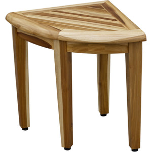 Compact Teak Corner Shower / Outdoor Bench in Natural Finish