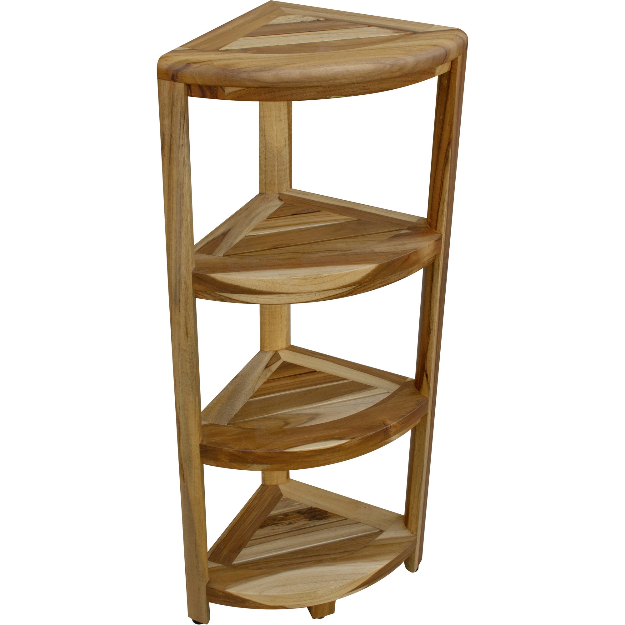 Compact Teak 4-tier Corner Shower / Outdoor Bench in Natural Finish