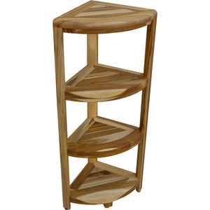 Compact Teak 4-tier Corner Shower / Outdoor Bench in Natural Finish