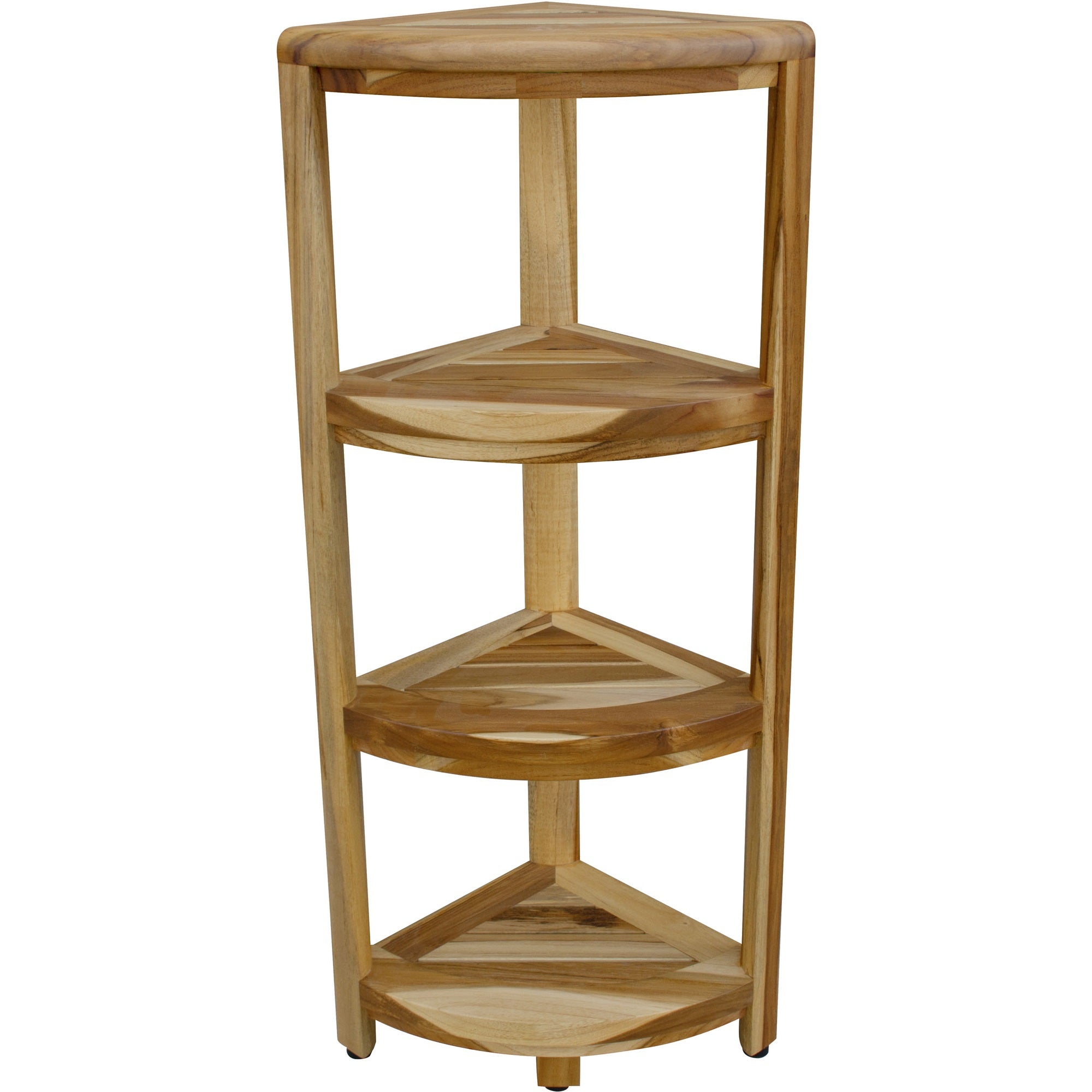 Compact Teak 4-tier Corner Shower / Outdoor Bench in Natural Finish