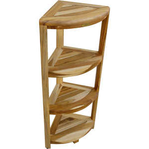 Compact Teak 4-tier Corner Shower / Outdoor Bench in Natural Finish