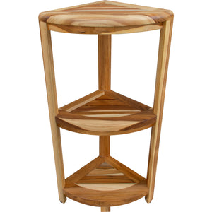 Compact Teak 3 tier Corner Shower Outdoor Bench in Natural Finish