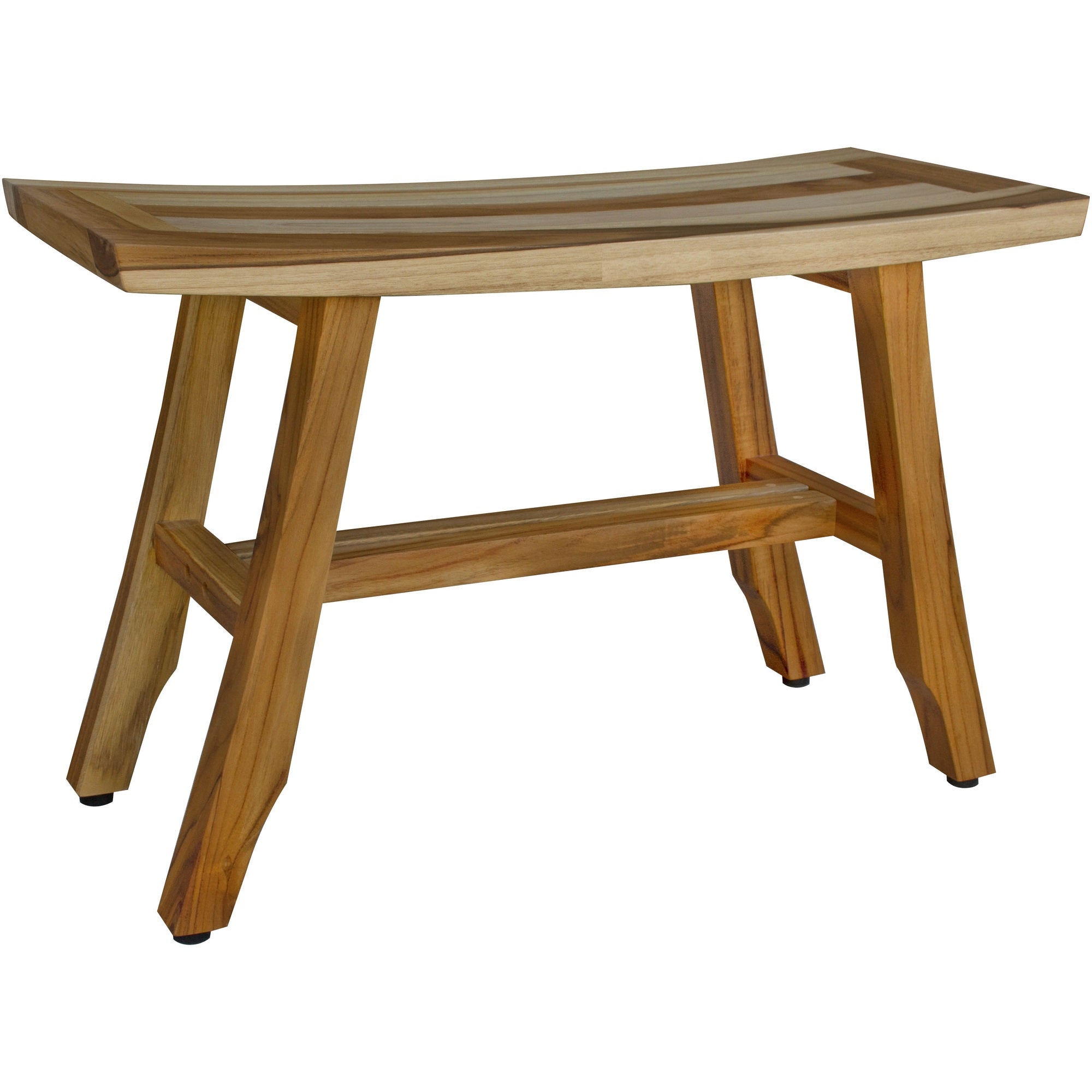 Compact Curvilinear Teak Shower / Outdoor Bench in Natural Finish