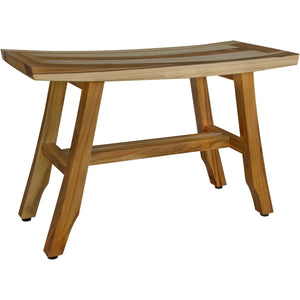 Compact Curvilinear Teak Shower / Outdoor Bench in Natural Finish