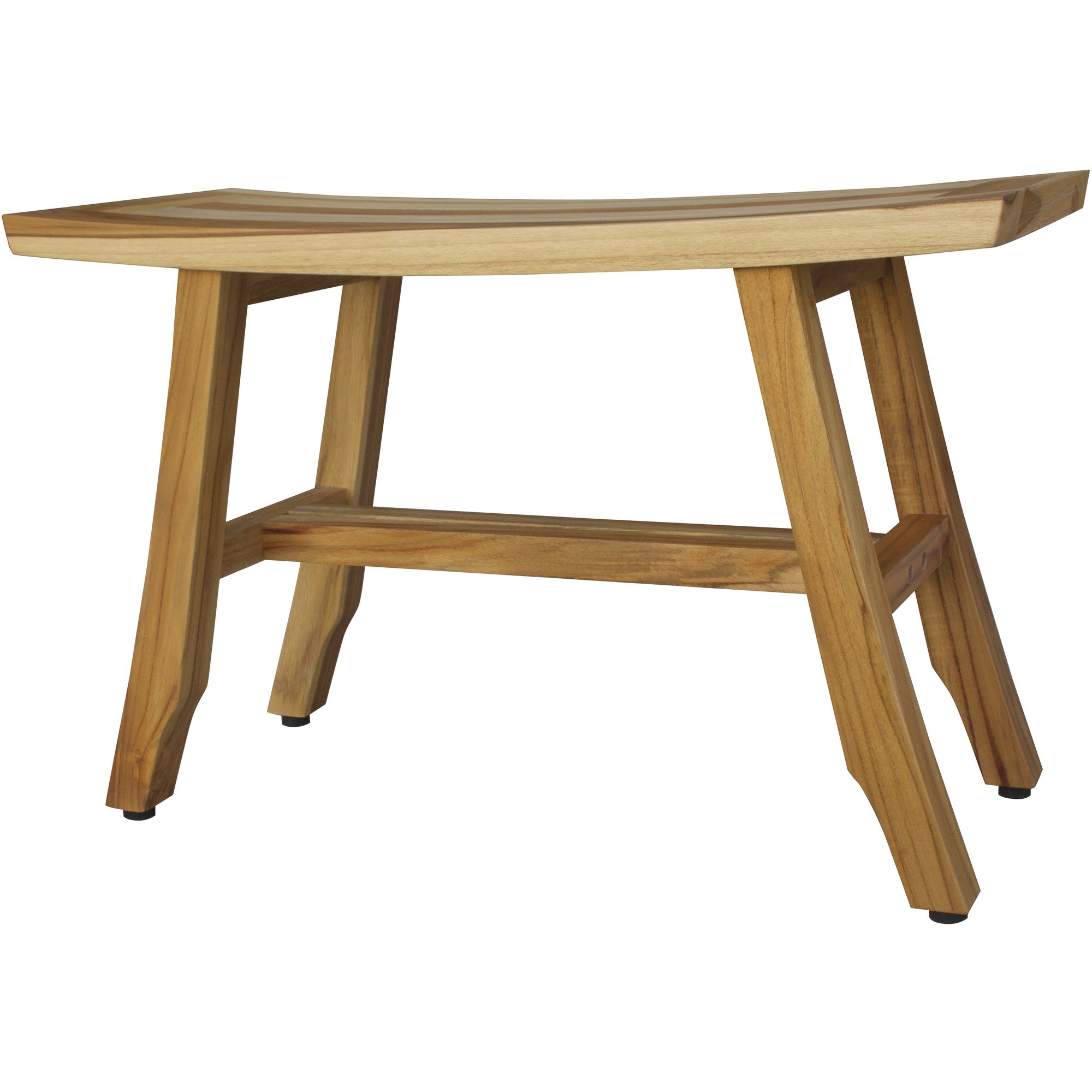 Compact Curvilinear Teak Shower / Outdoor Bench in Natural Finish