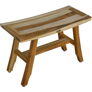 Compact Curvilinear Teak Shower / Outdoor Bench in Natural Finish