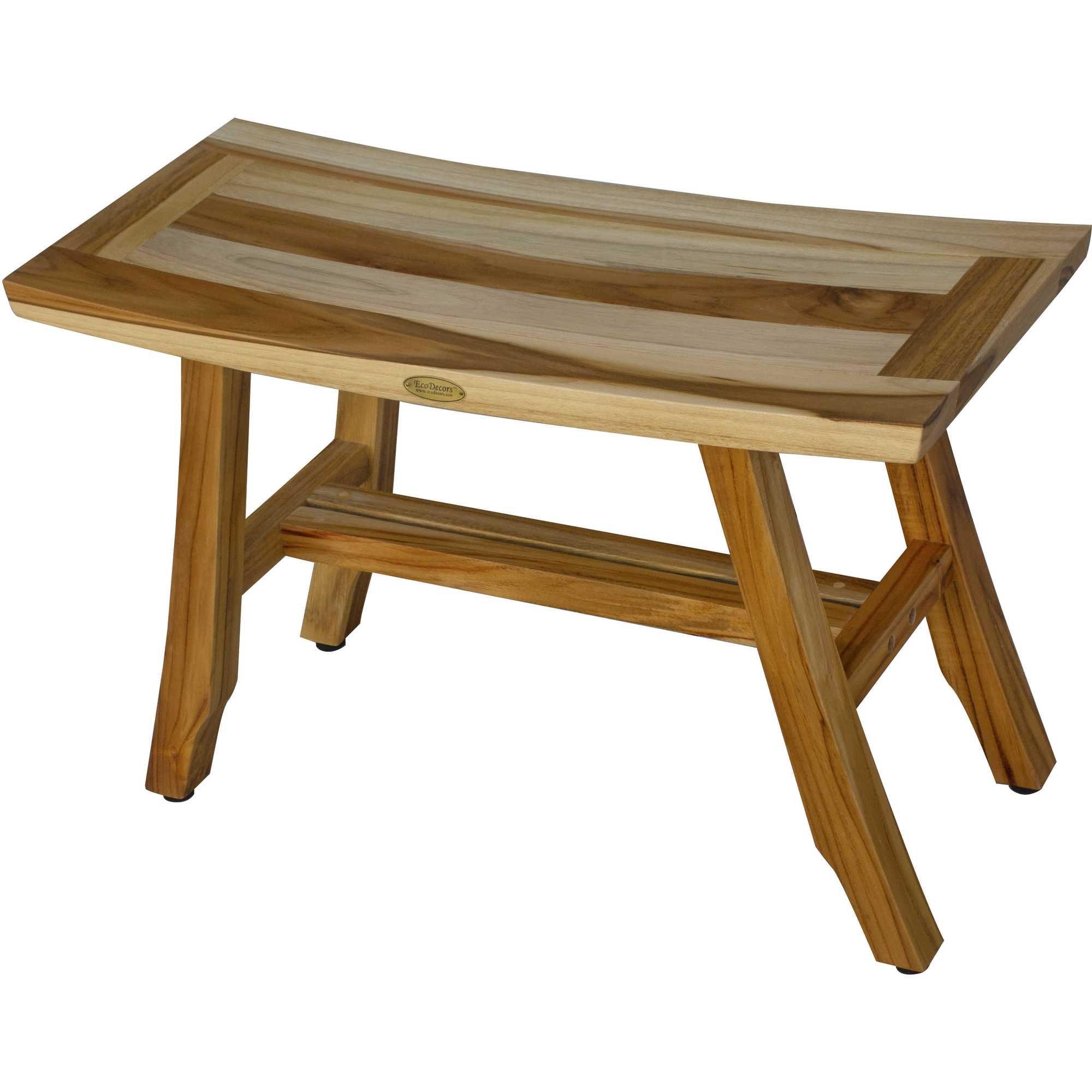 Compact Curvilinear Teak Shower / Outdoor Bench in Natural Finish