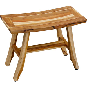 Compact Rectangular Teak Shower / Outdoor Bench in Natural Finish