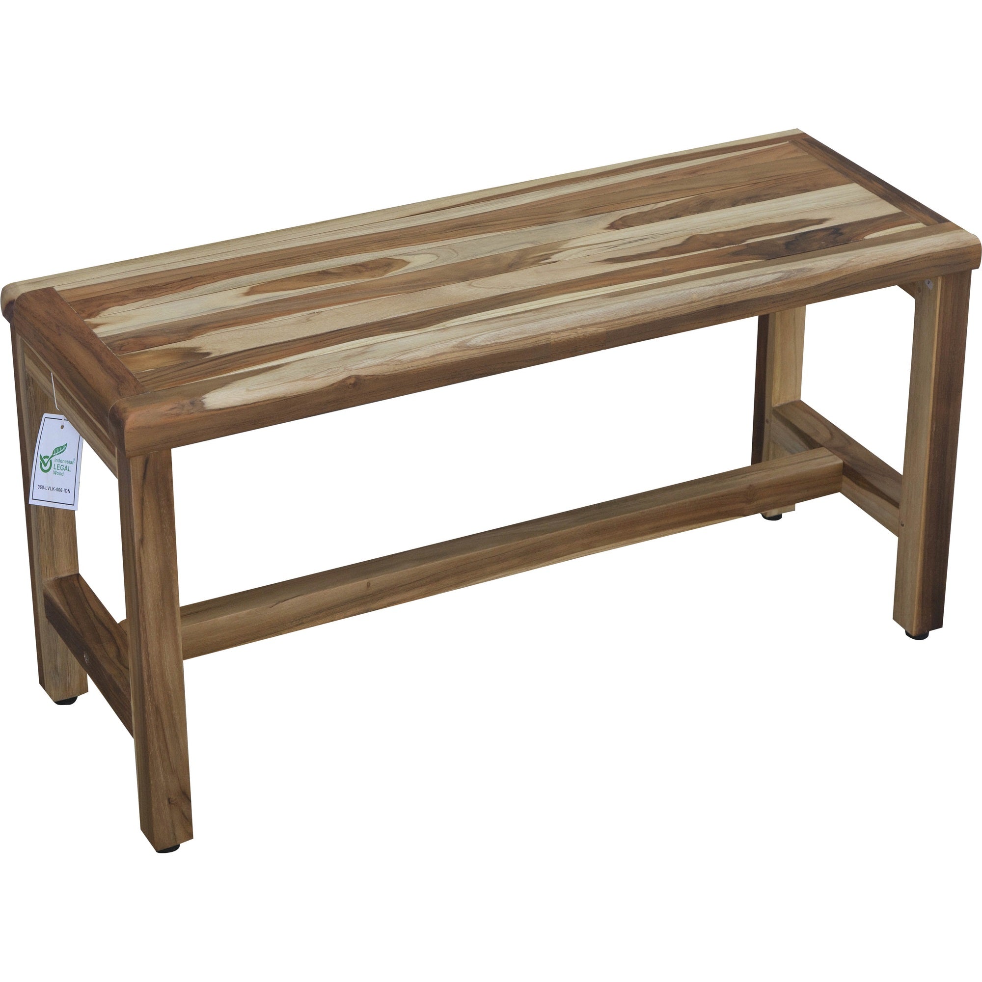 Compact Rectangular Teak Shower / Outdoor Bench in Natural Finish