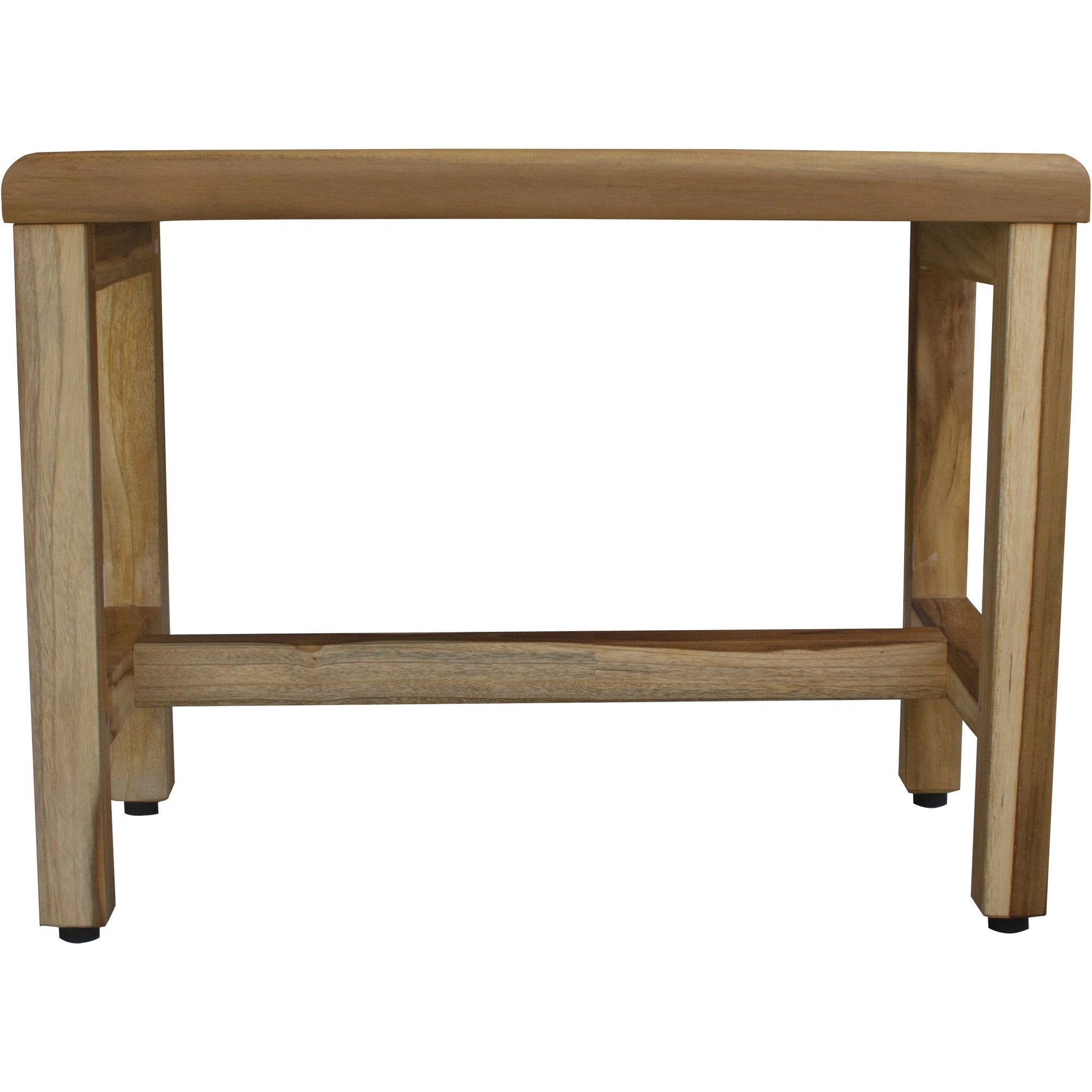 Compact Rectangular Teak Shower / Outdoor Bench with Shelf in Natural Finish