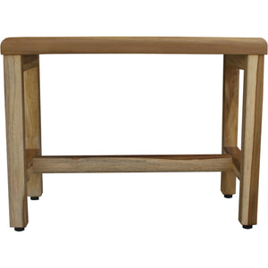 Compact Rectangular Teak Shower / Outdoor Bench with Shelf in Natural Finish