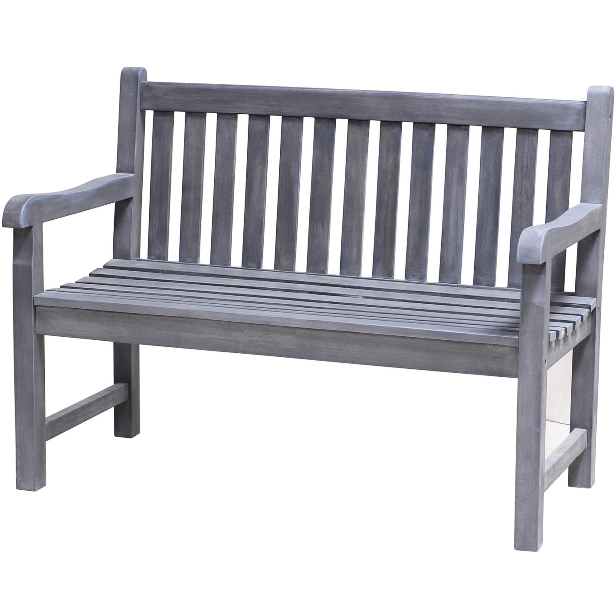 Compact Teak Outdoor Bench w/ Staright Design in Coquina Finish