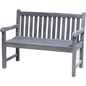 Compact Teak Outdoor Bench w/ Staright Design in Coquina Finish