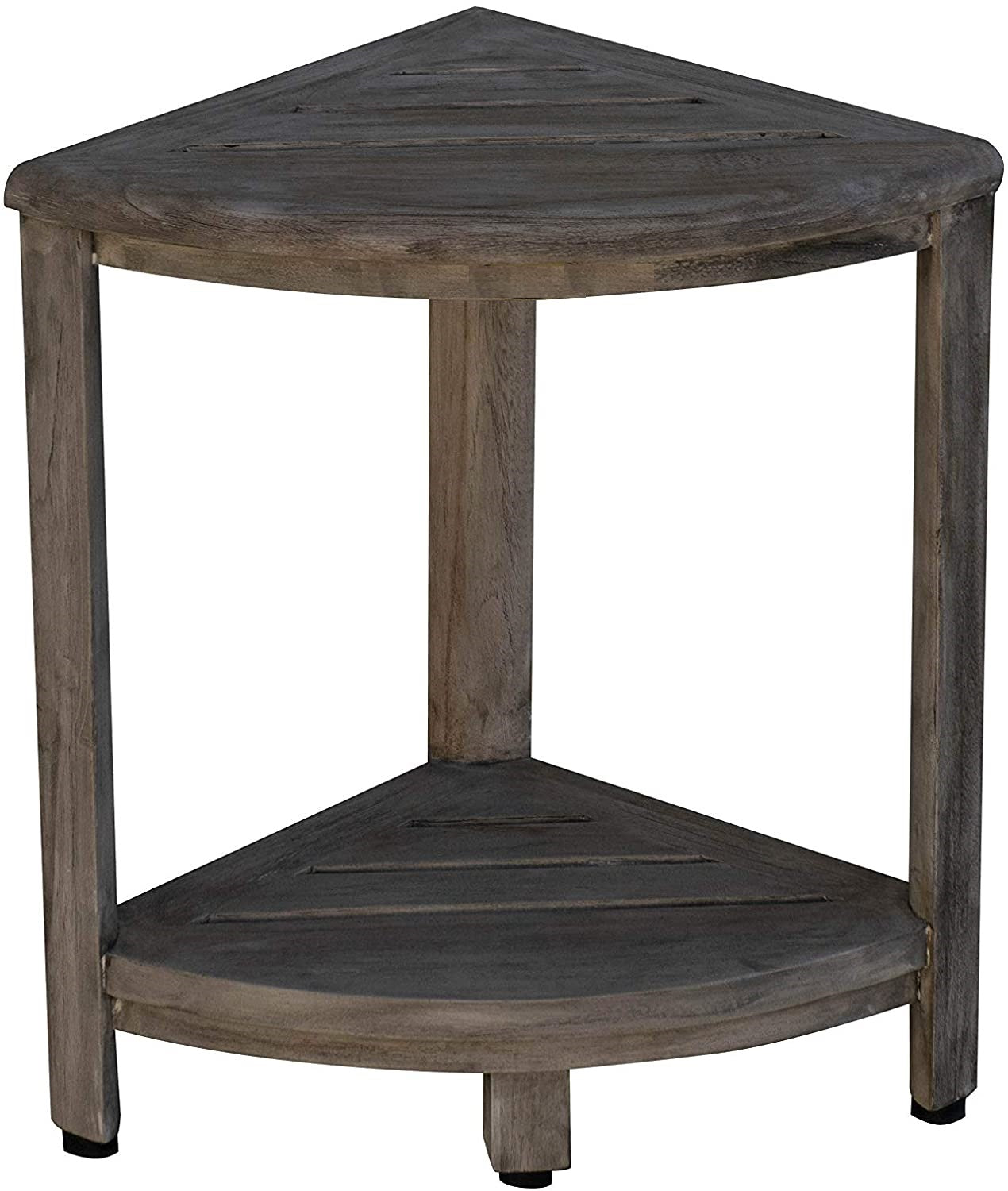 Compact Teak Corner Shower / Outdoor Bench in Coquina Finish