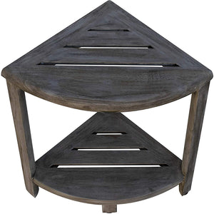 Compact Teak Corner Shower / Outdoor Bench in Coquina Finish