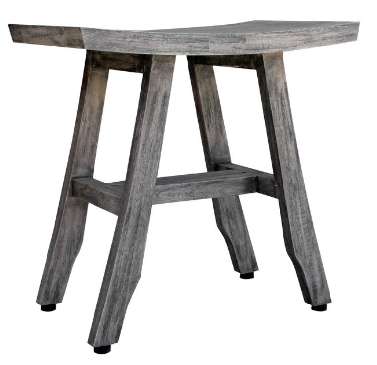 Compact Rectangular Teak Shower / Outdoor Bench in Coquina Finish