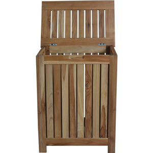 Compact Teak Laundy Storage w/ Removable Bag in Natural Finish