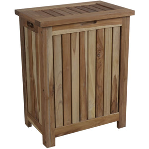 Compact Teak Laundy Storage w/ Removable Bag in Natural Finish