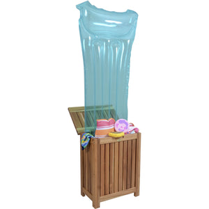 Compact Teak Laundy Storage w/ Removable Bag in Natural Finish