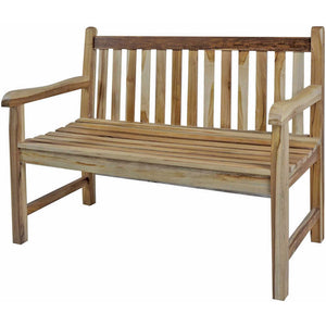 Compact Teak Outdoor Bench w/ Straight Design in Natural Finish