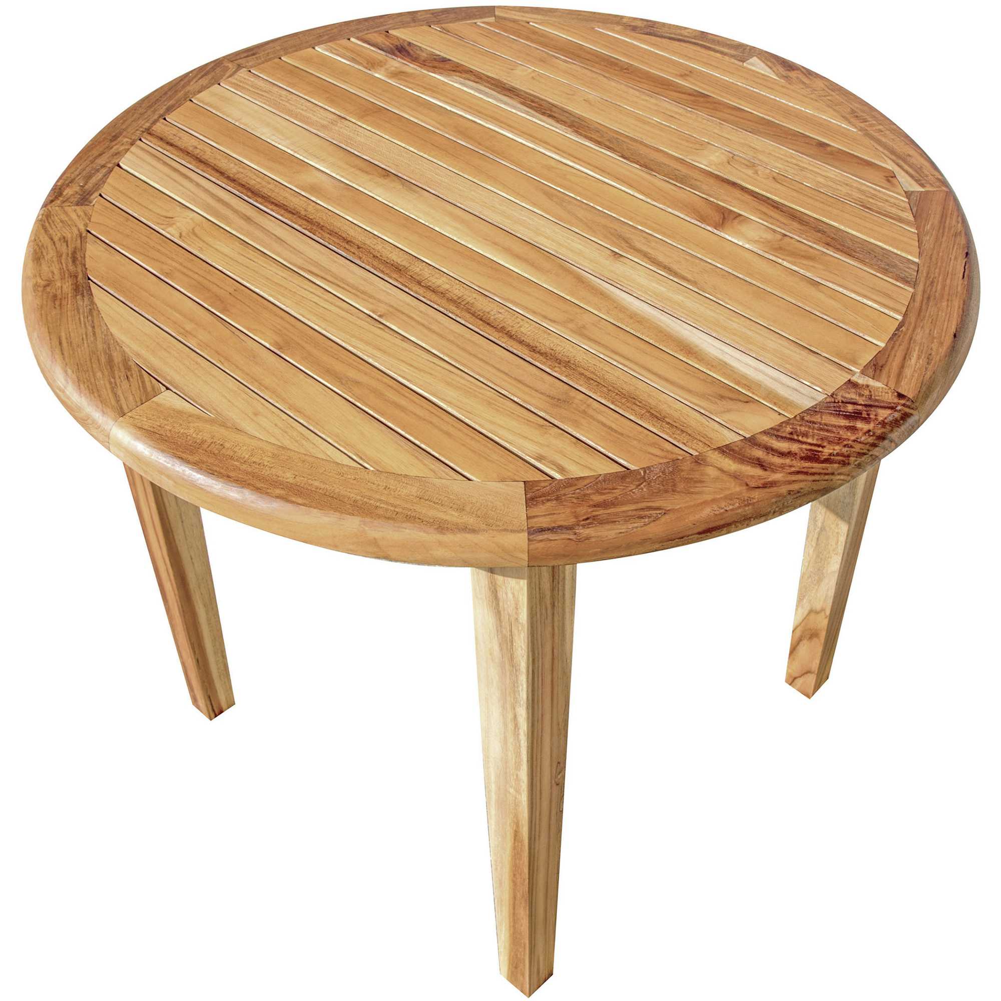 37" Round Compact Teak Dining Table in Natural Finish