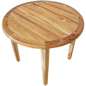 37" Round Compact Teak Dining Table in Natural Finish