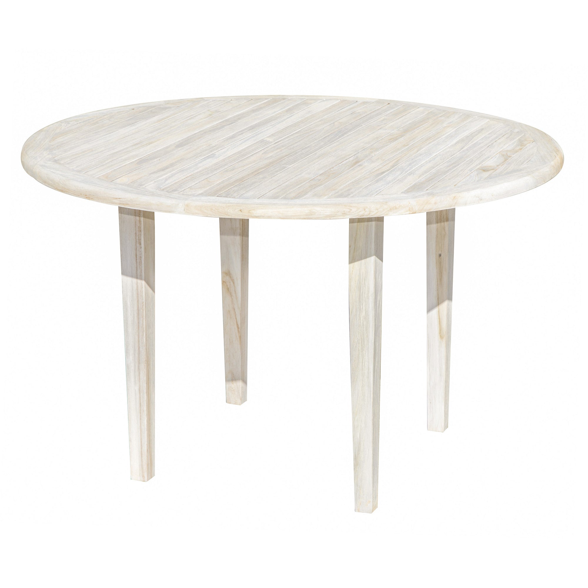 49" Round Compact Teak Dining Table in Driftwood Finish