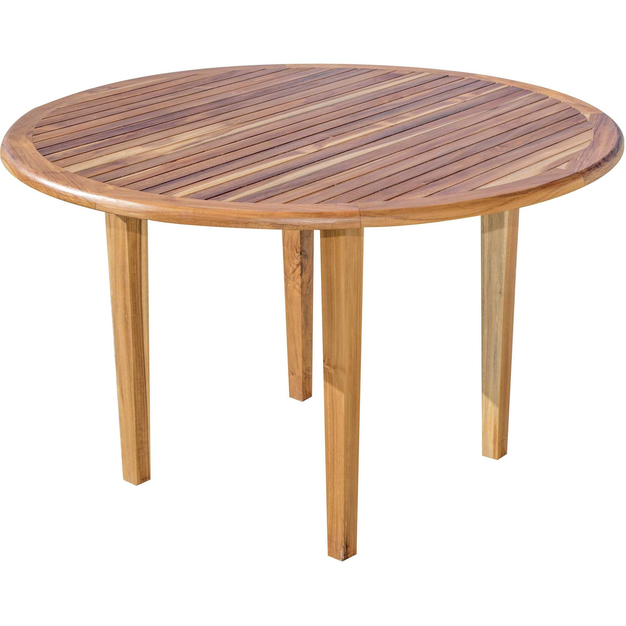 37" Round Compact Teak Dining Table in Natural Finish