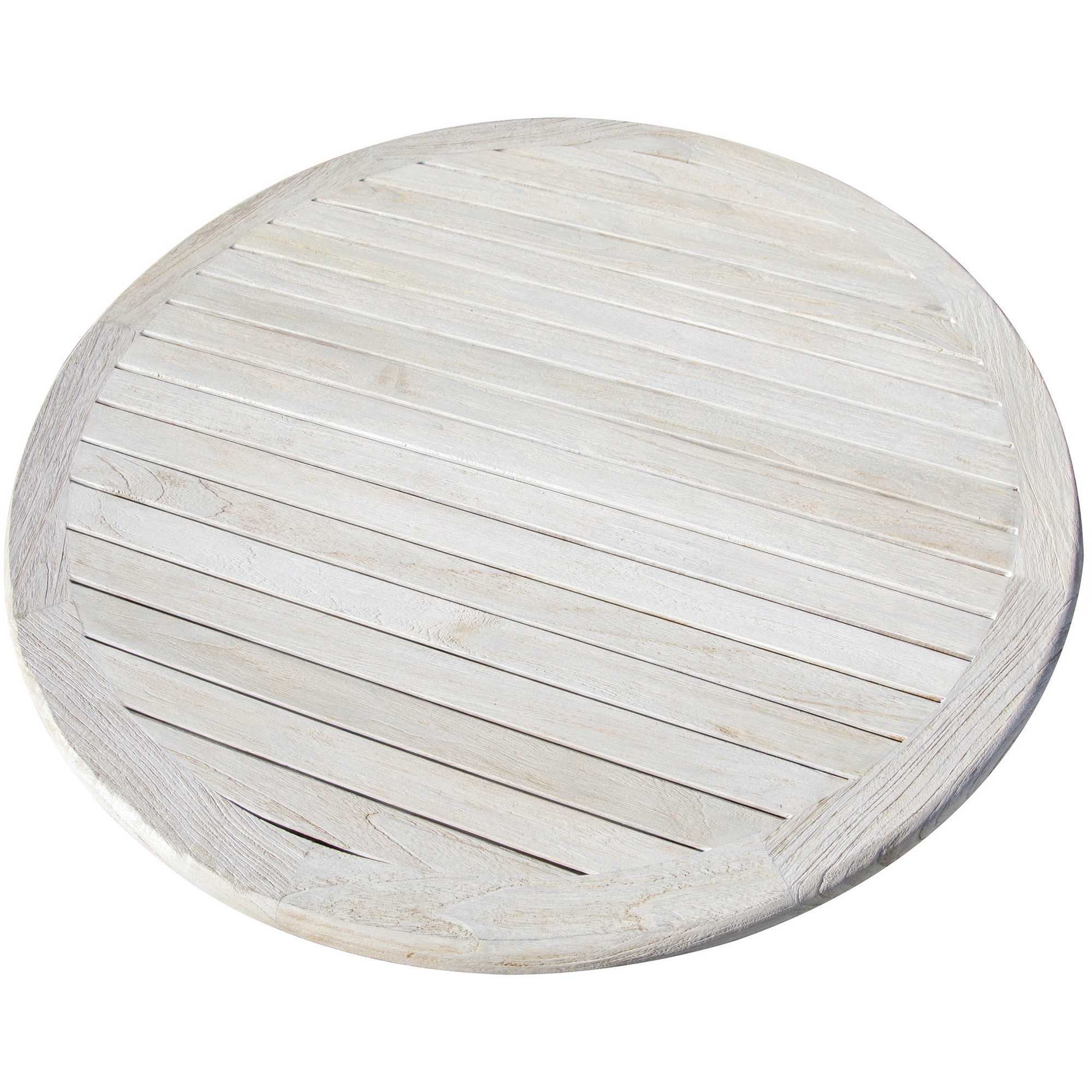 37" Round Compact Teak Dining Table in Driftwood Finish