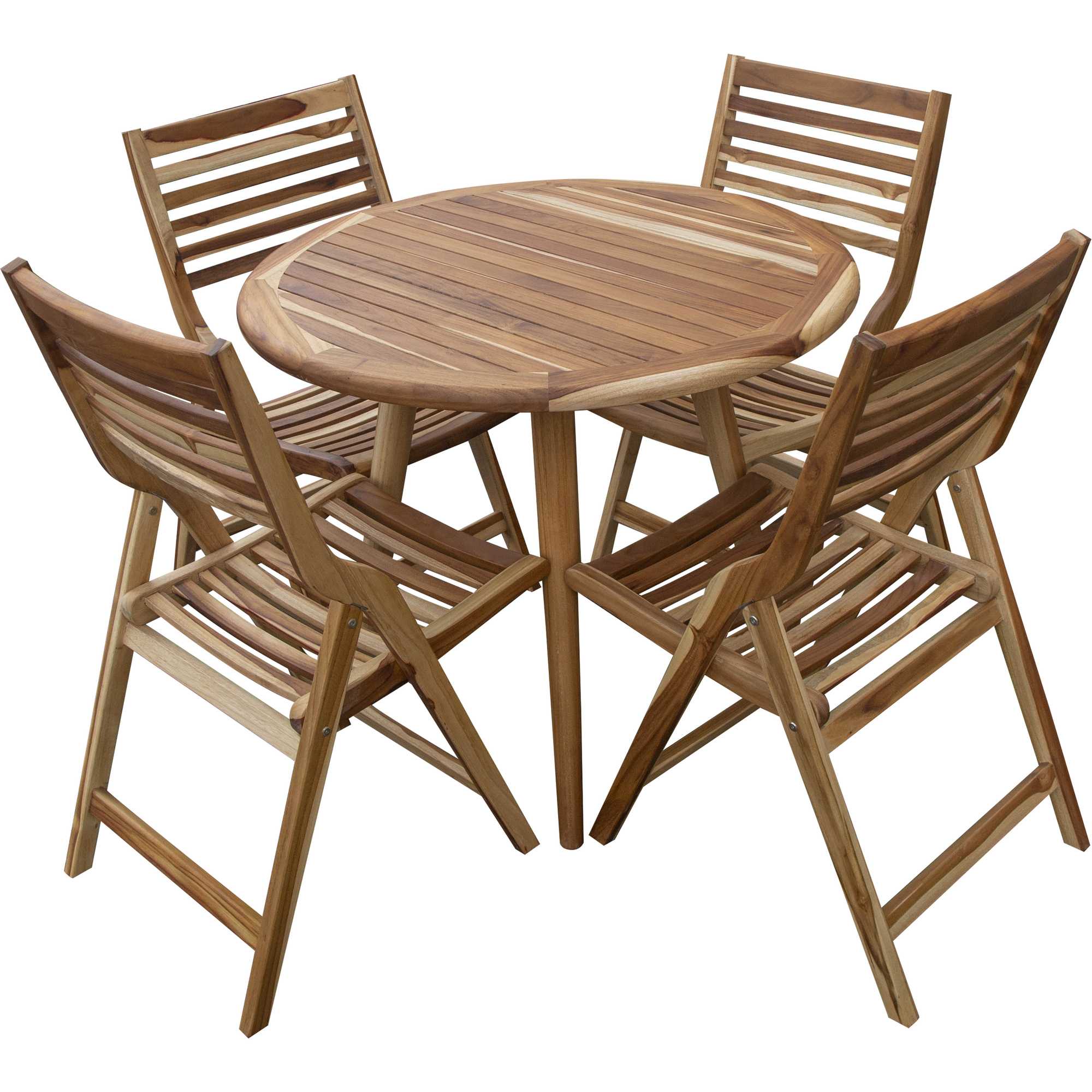 37" Round Compact Teak Dining Table in Natural Finish