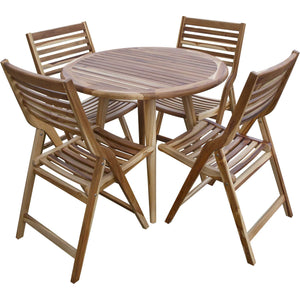 37" Round Compact Teak Dining Table in Natural Finish
