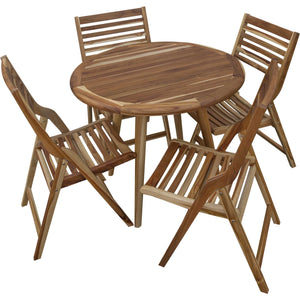 37" Round Compact Teak Dining Table in Natural Finish