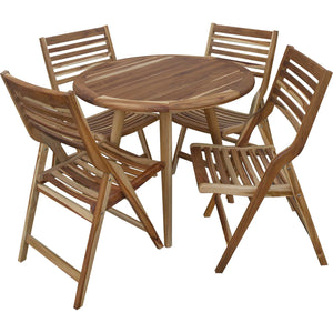 37" Round Compact Teak Dining Table in Natural Finish