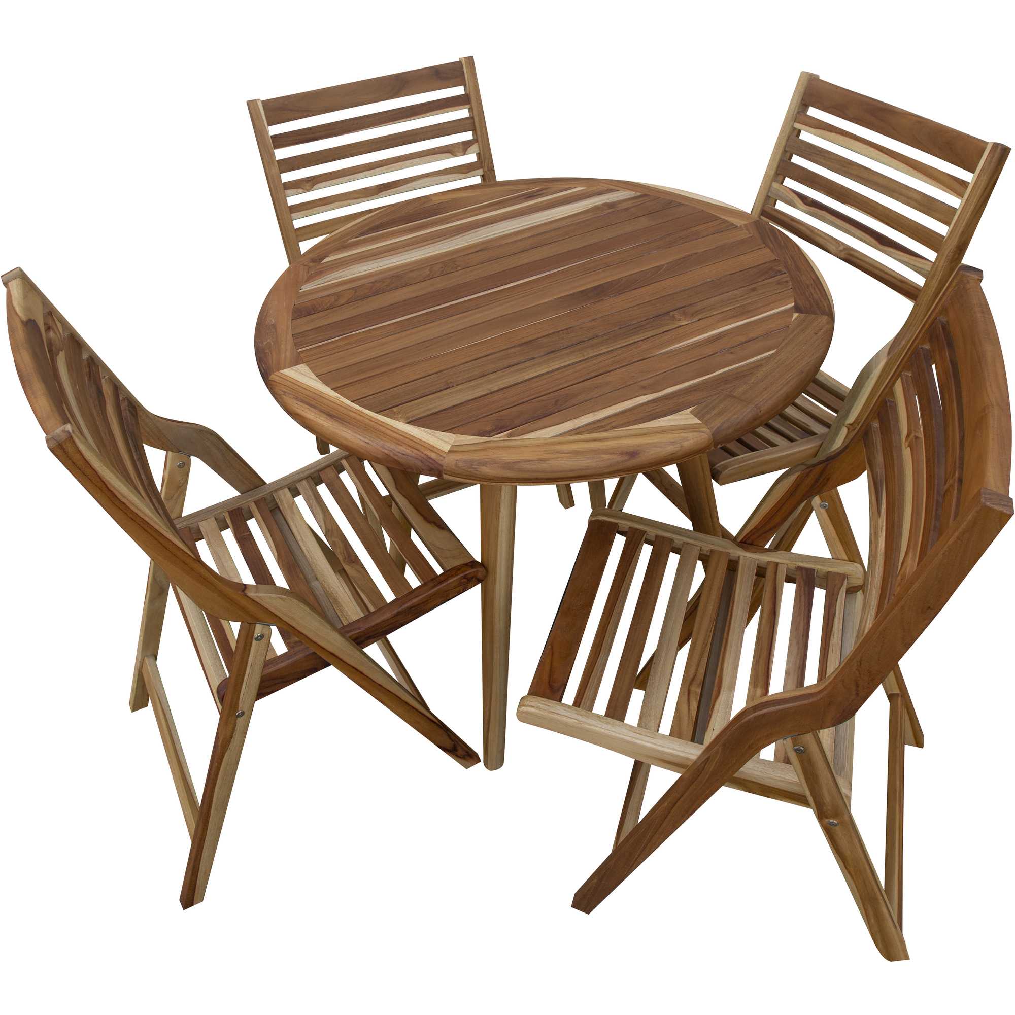 37" Round Compact Teak Dining Table in Natural Finish