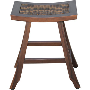 Compact Teak Shower / Outdoor Bench with Rattan in Brown Finish