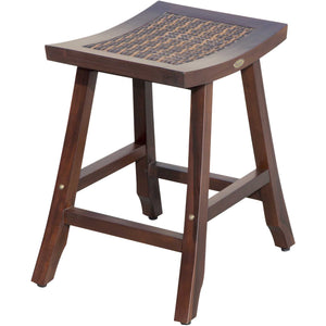 Compact Teak Shower / Outdoor Bench with Rattan in Brown Finish