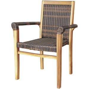 Compact Teak Arm Chair w/ Rattan in Natural Finish